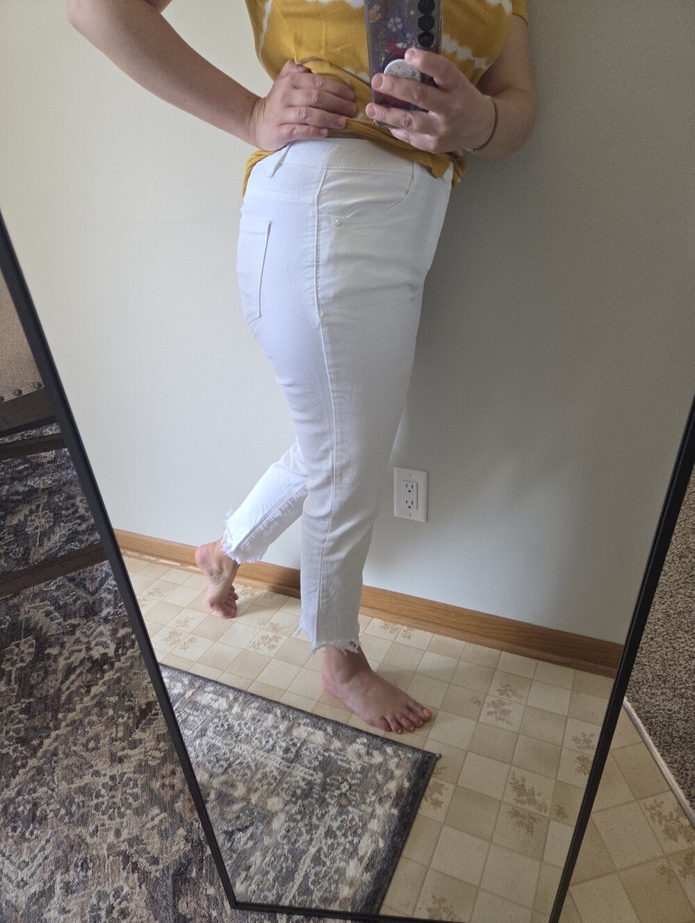 Democracy Ab Tech High Rise Slim Straight Leg Jeans White Frayed Cuff - Picture 6 of 14